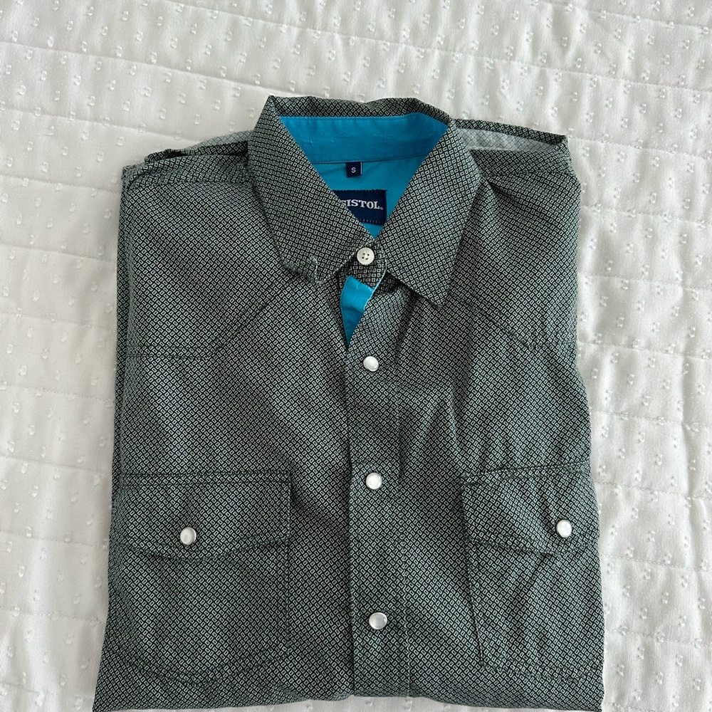 Men’s Resistol Pearl Snap Shirt – Green - Picture 2 of 3